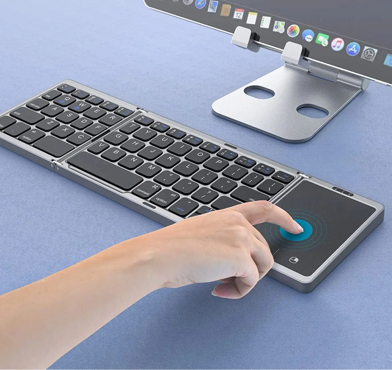 Teclado Dobrável KEBIDUMEI – Bluetooth, Touchpad, Compatível com Windows, Mac, Android e iOS Teclado Dobrável KEBIDUMEI – Bluetooth, Touchpad, Compatível com Windows, Mac, Android e iOS